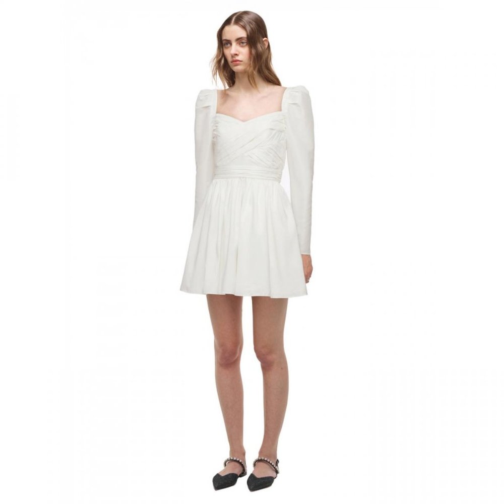 Self-Portrait White Taffeta Mini Dress  - US 6 - BRAND NEW WITH TAGS - Picture 6 of 10